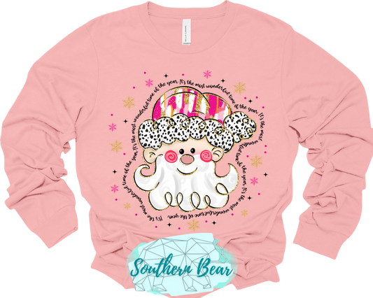 Glitter Pink Christmas Santa