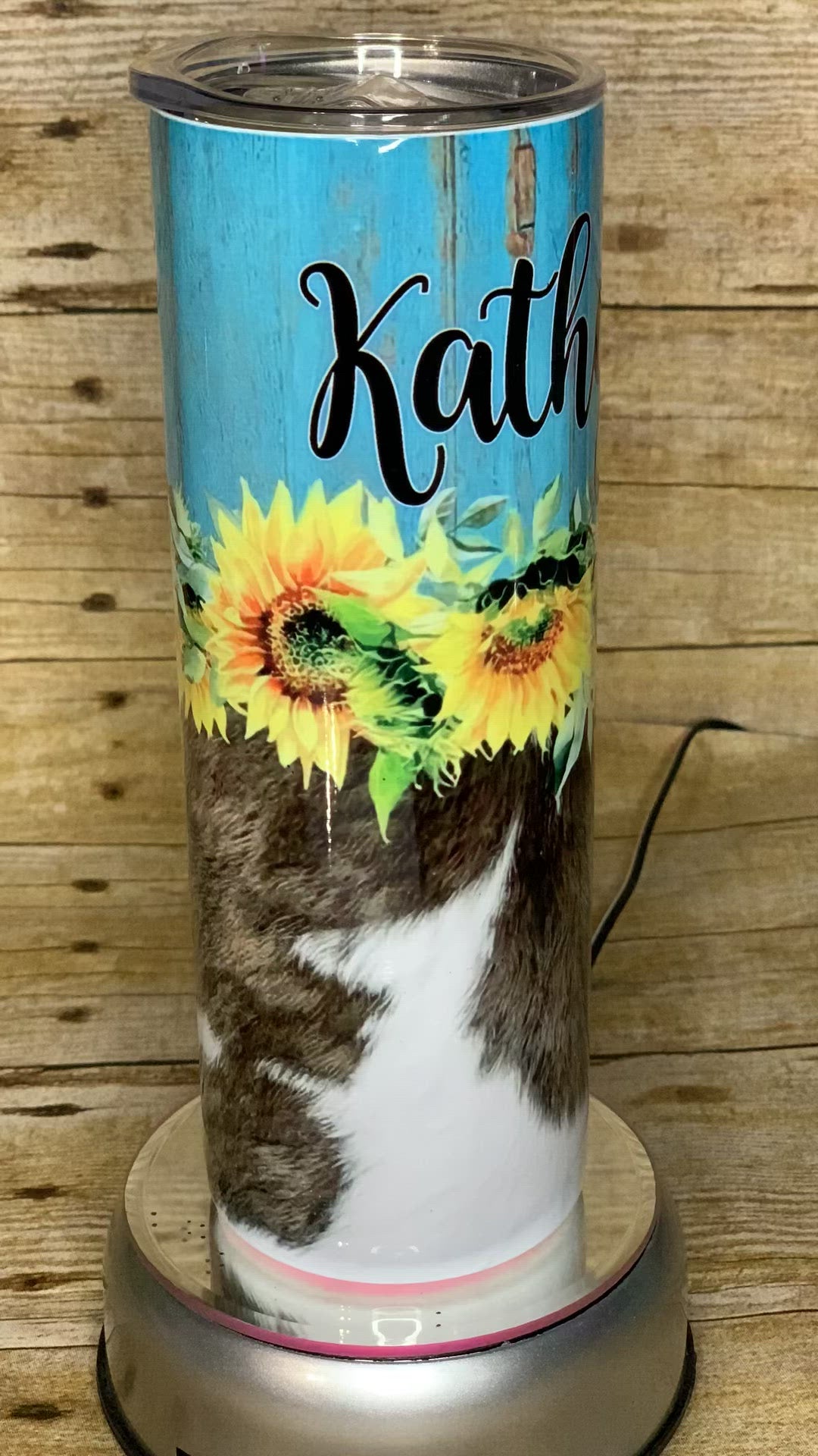 Cow Print and Sunflowers Personalized 20oz Insulated Tumbler with Lid and  Straw