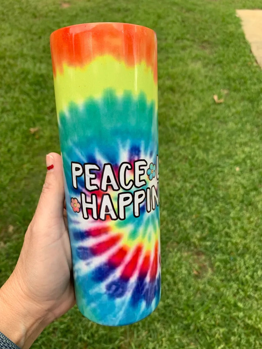 Tie Dye Skinny Tumblers with Lids and Straws, Colorful Rainbow